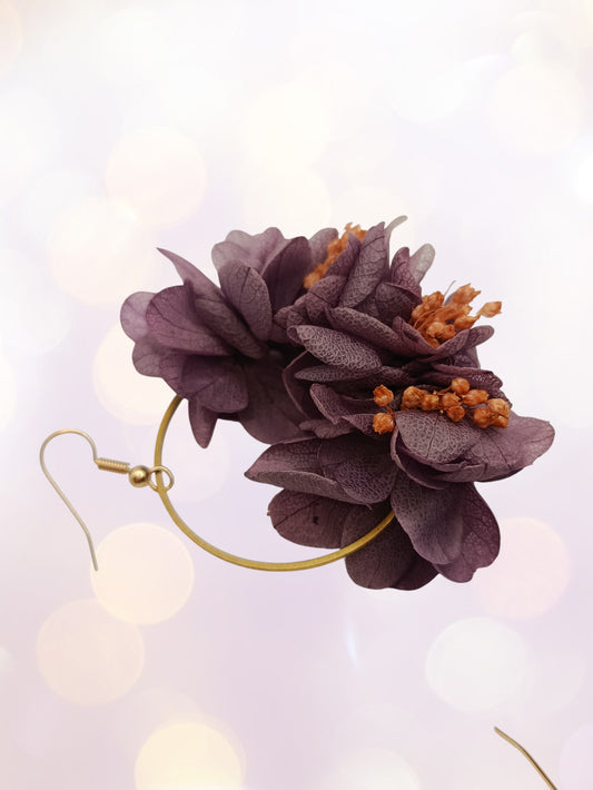 Créoles composition florale Violet et rose