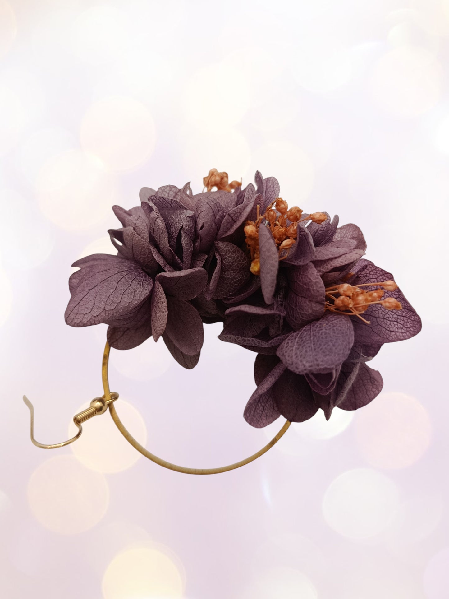 Créoles composition florale Violet et rose