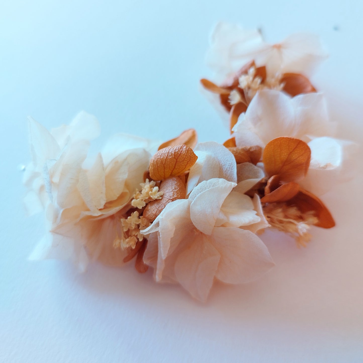 "Terre d'Amour"Grande Barrette fleurs séchées mariage – Élégance Terracotta & Nature 🌿