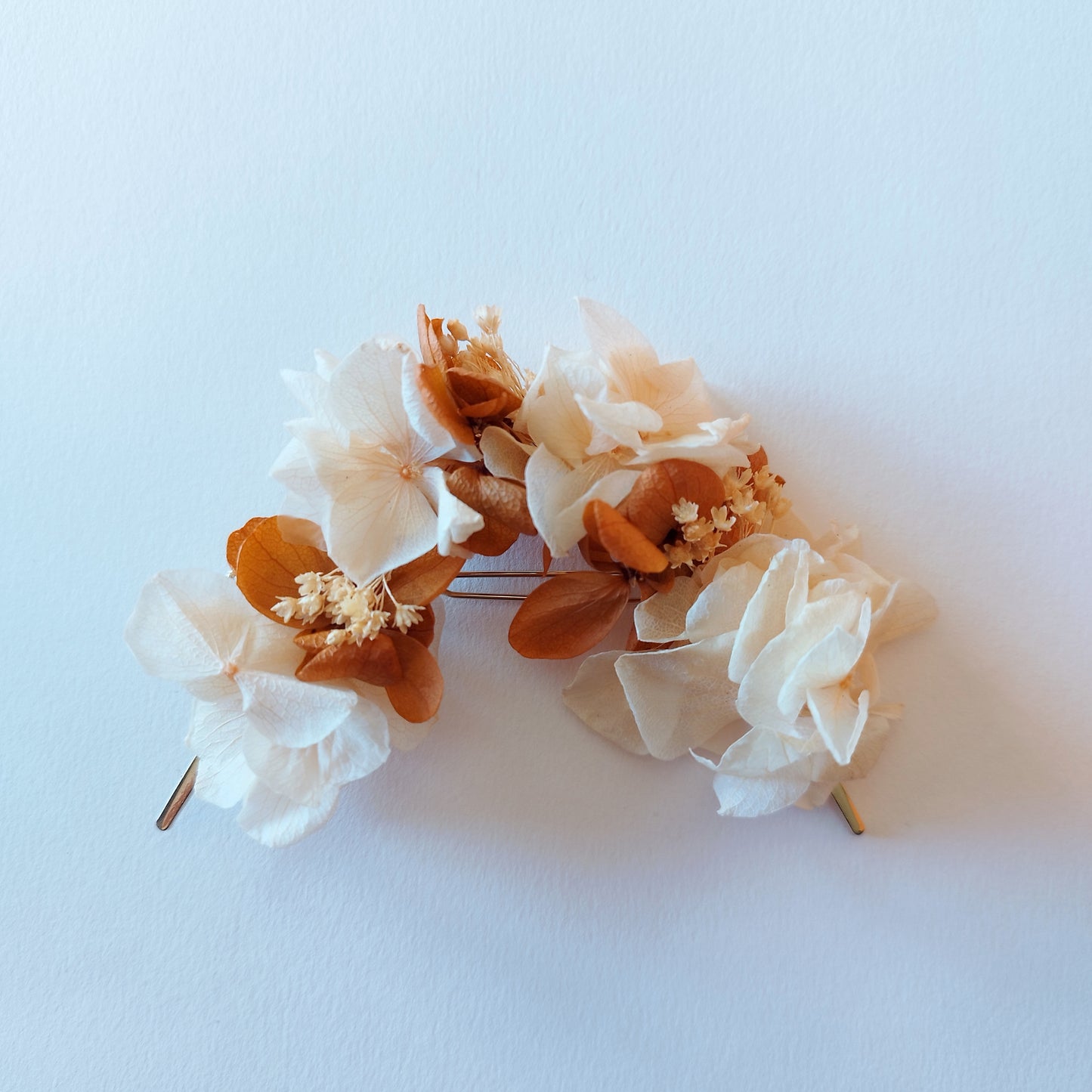 "Terre d'Amour"Grande Barrette fleurs séchées mariage – Élégance Terracotta & Nature 🌿