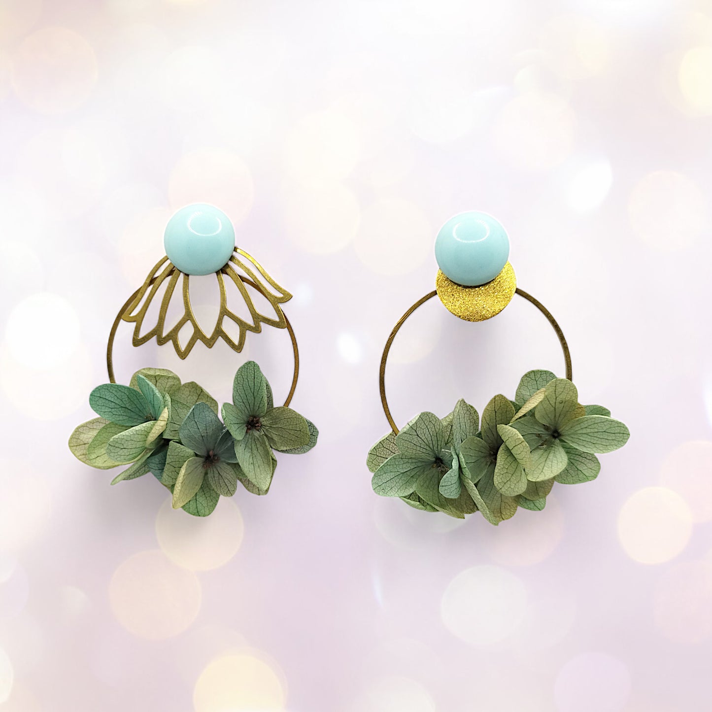 Boucles d'oreilles modulables nuance de bleus