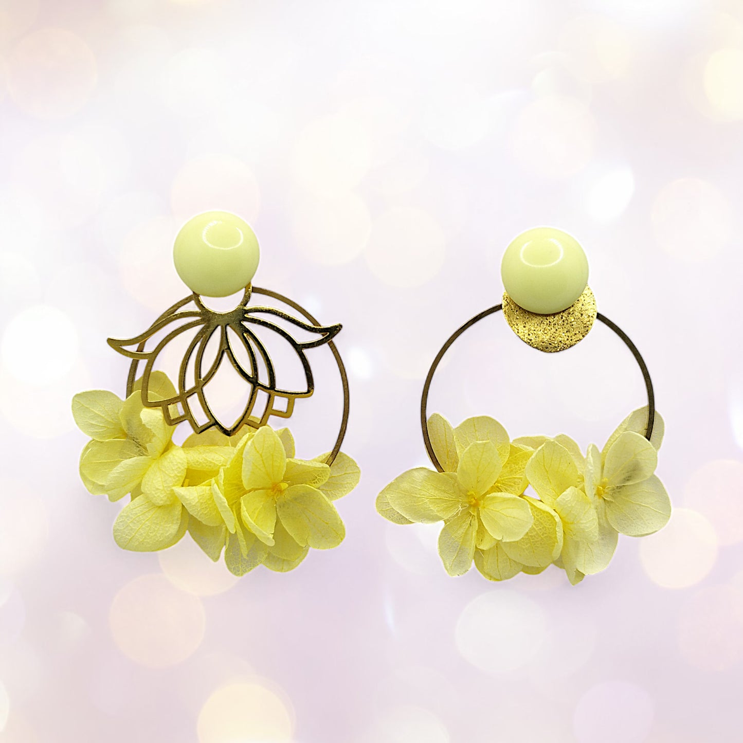 Boucles d'oreilles modulables jaunes clair