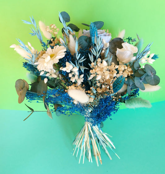 "L'Azur d'un Jour"Bouquet de Mariée fleurs séchées mariage – Élégance Florale en Bleu 🌿