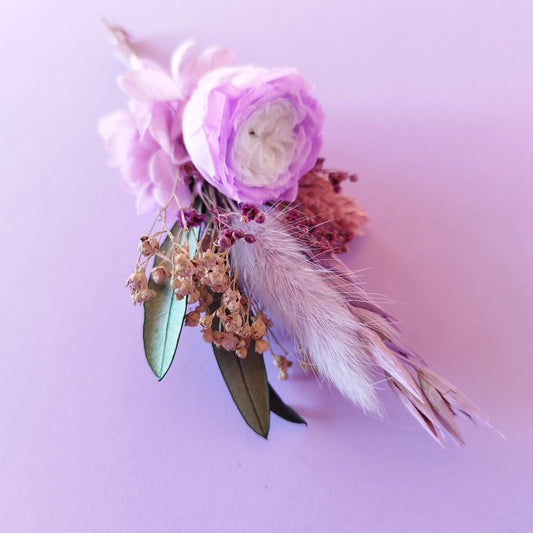 "Brume Florale"Boutonnière fleurs séchées mariage – Élégance Naturelle violette rose 💜