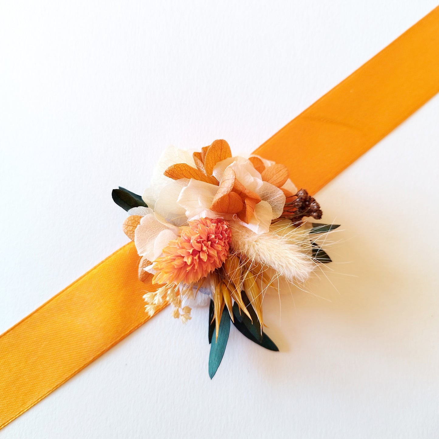 "Terre d'Amour"Bracelet Ruban fleurs séchées mariage – Élégance Terracotta & Nature 🌿