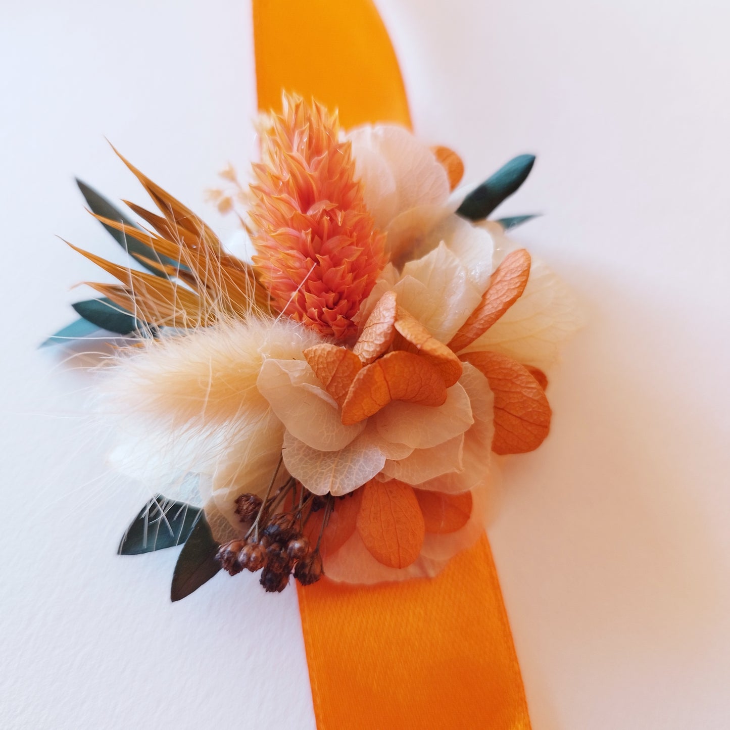 "Terre d'Amour"Bracelet Ruban fleurs séchées mariage – Élégance Terracotta & Nature 🌿