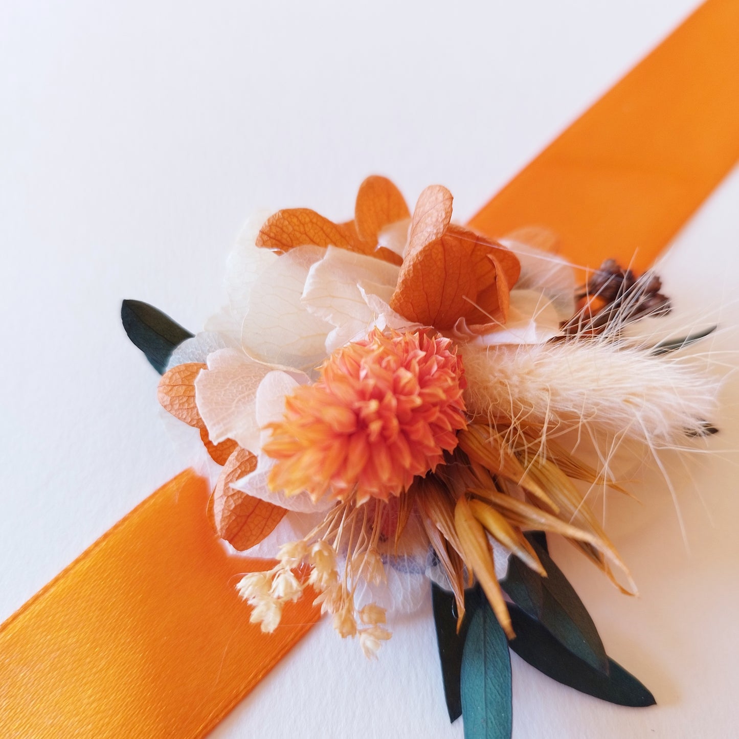 "Terre d'Amour"Bracelet Ruban fleurs séchées mariage – Élégance Terracotta & Nature 🌿