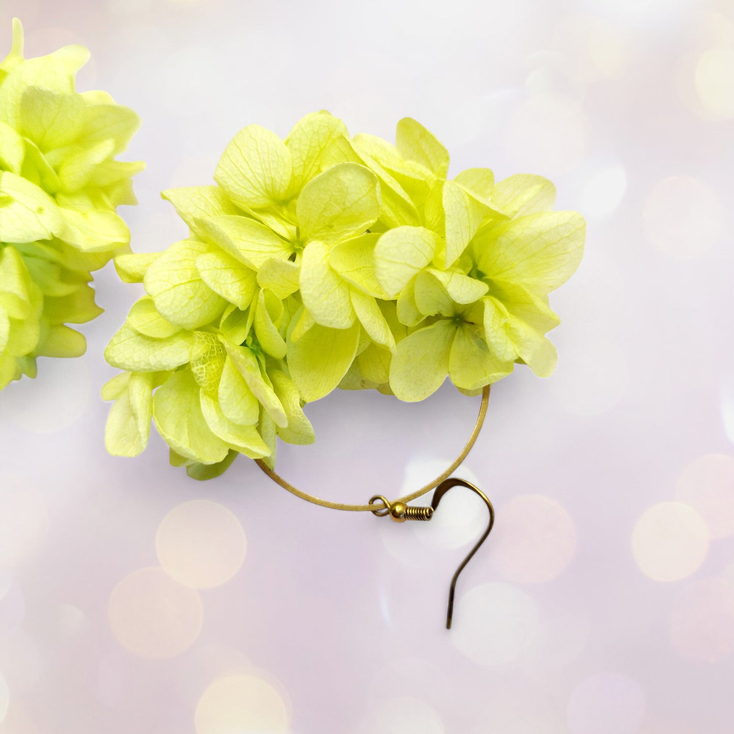 Boucles d'oreilles fleurs séchées mariage vert clair
