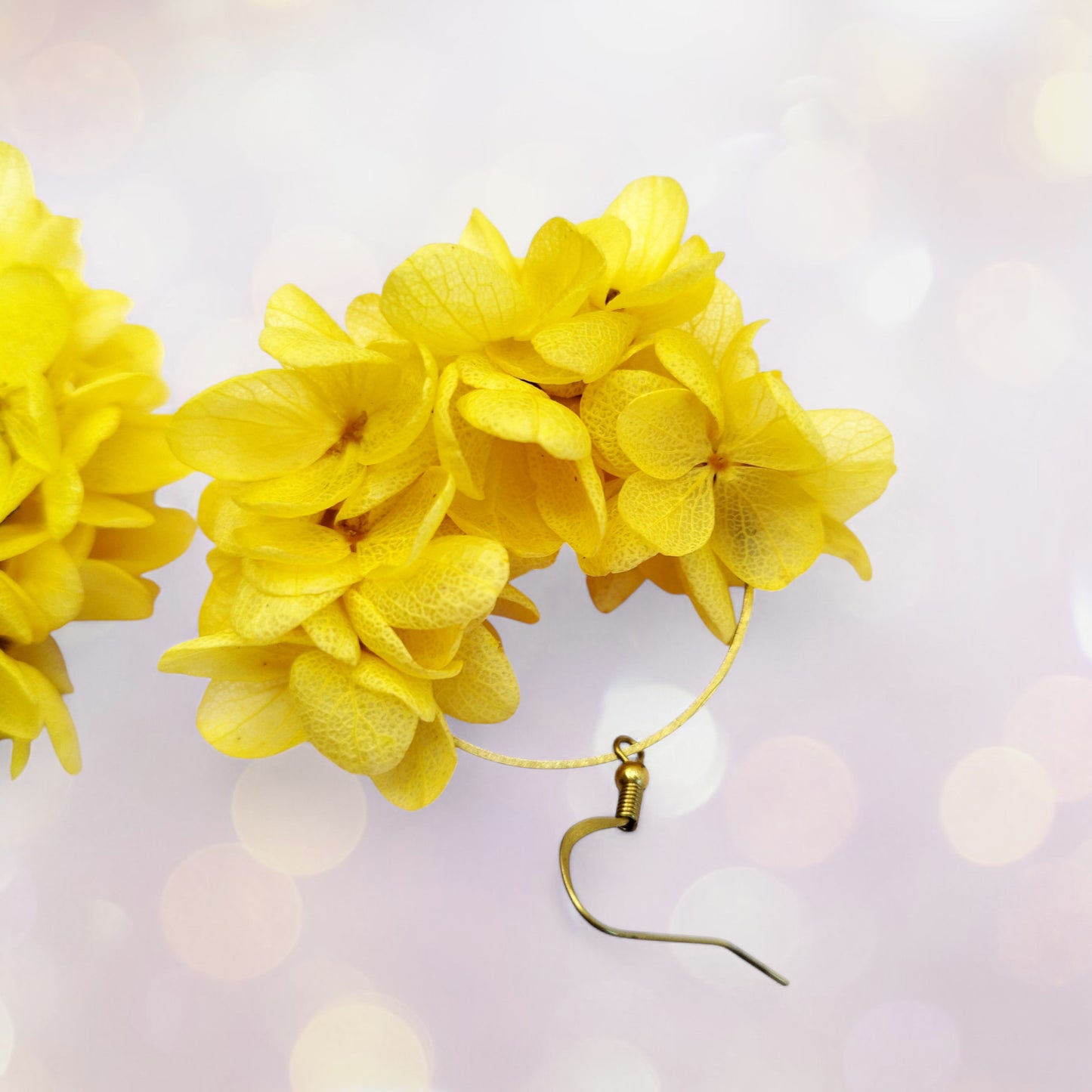 Boucles d'oreilles fleurs séchées mariage Jaune