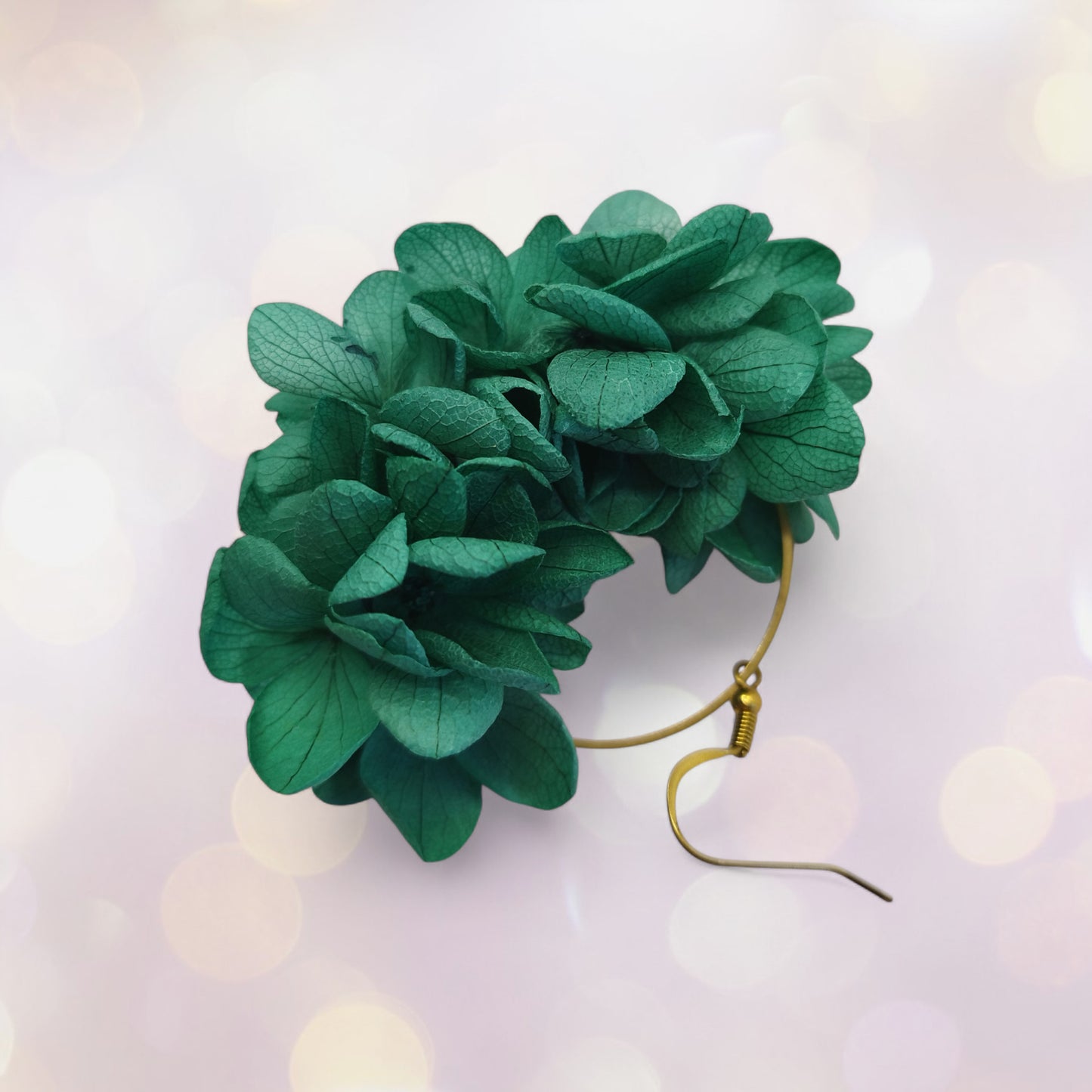 Boucles d'oreilles en fleurs séchées et stabilisées mariage vert