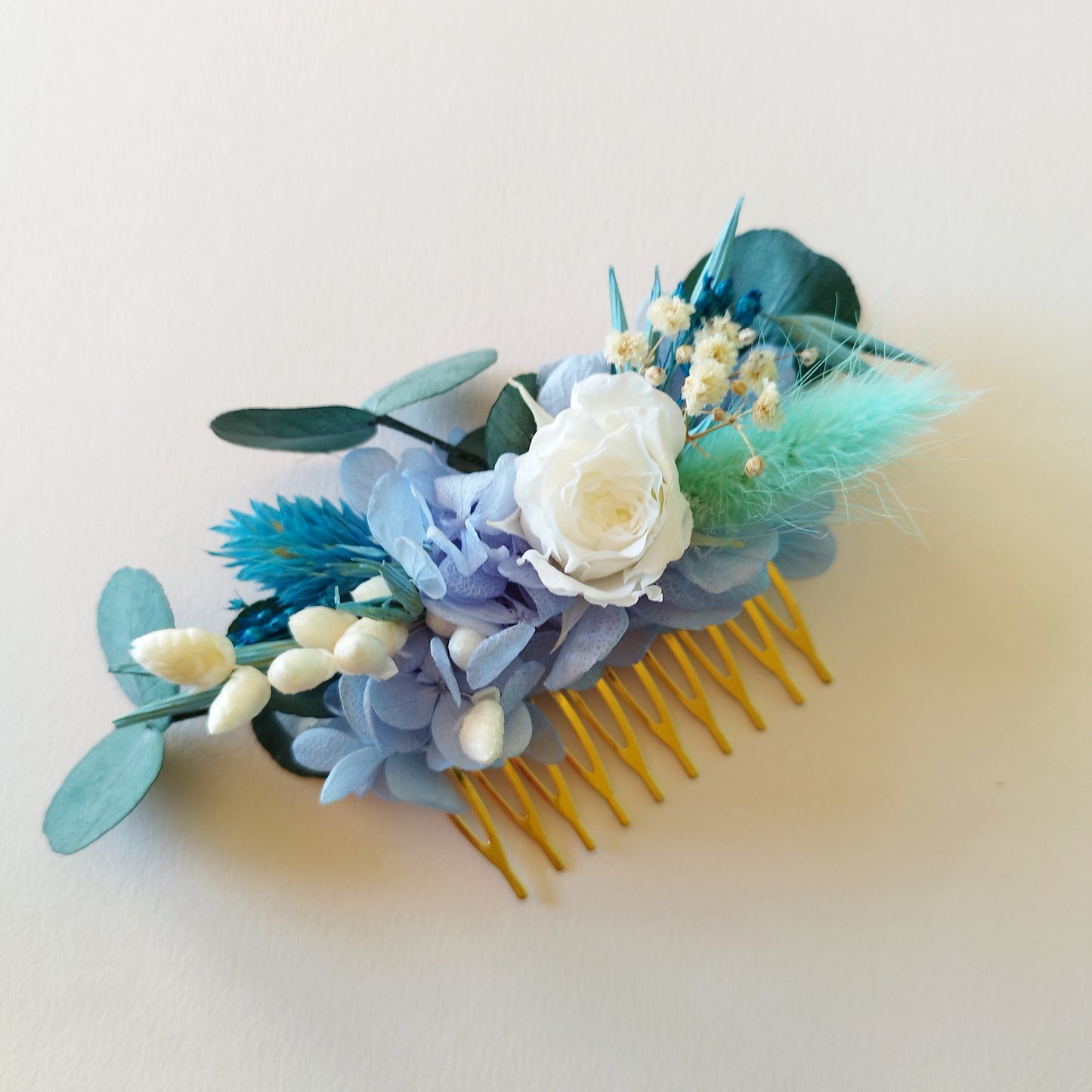 "L'Azur d'un Jour" Peigne Floral fleurs séchées mariage – Élégance Bleue pour Mariée ✨