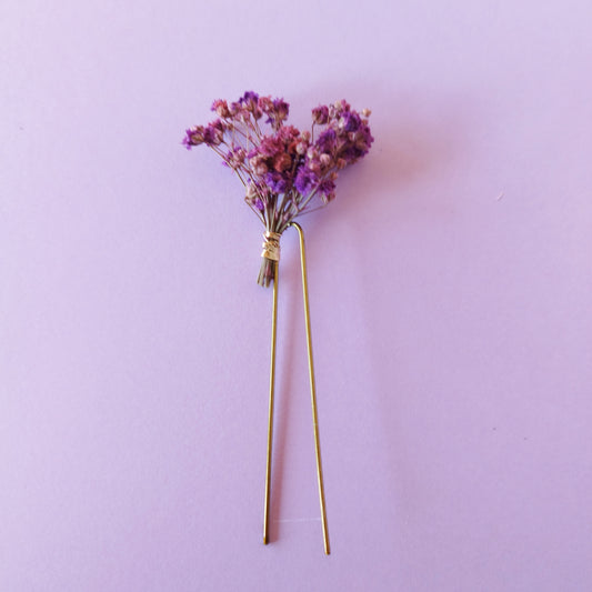 "Brume Florale" Pique à Chignon fleurs séchées mariage– Élégance Naturelle violet 💜