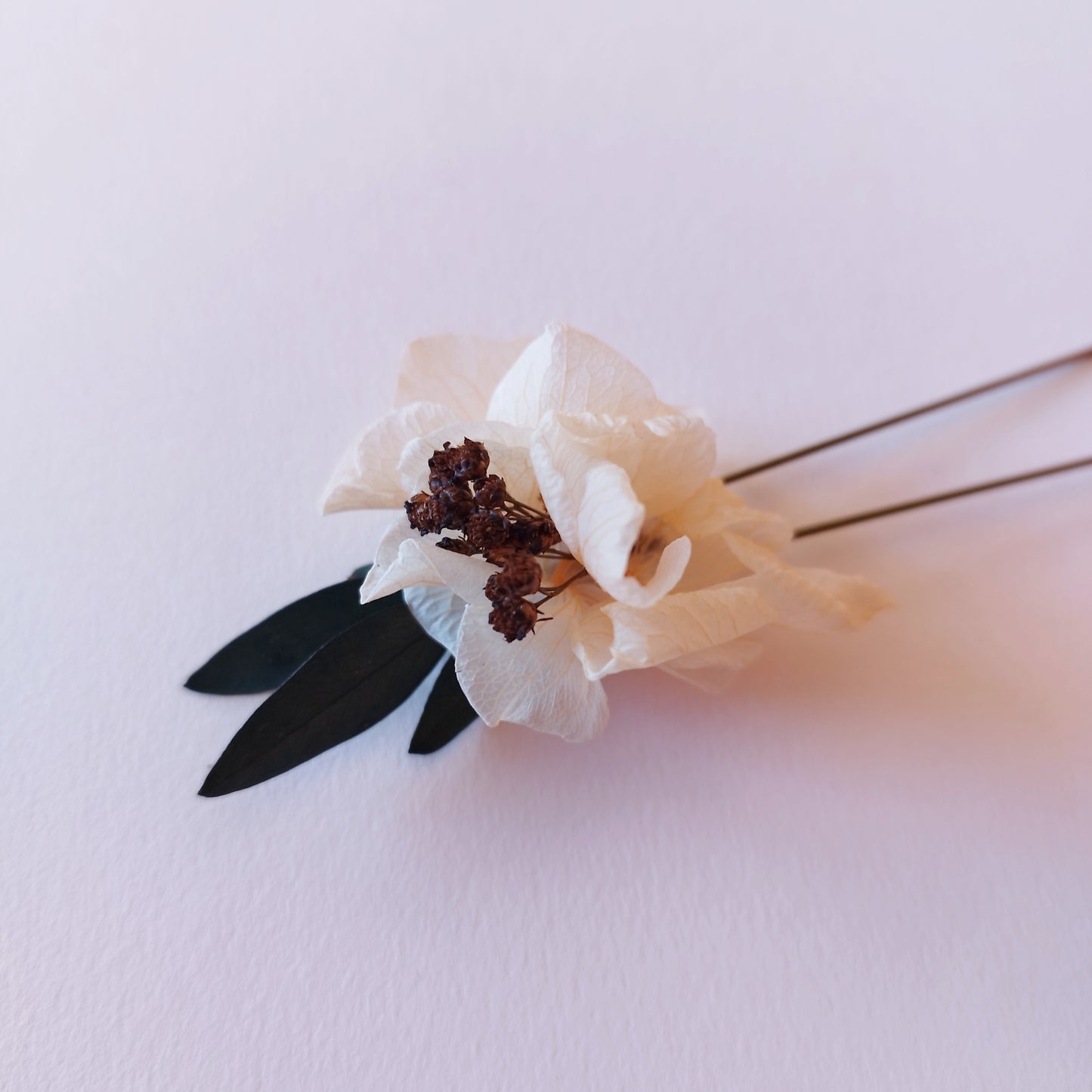 "Terre d'Amour"Trois piques à Chignon fleurs séchées mariage – Élégance Terracotta & Nature 🌿