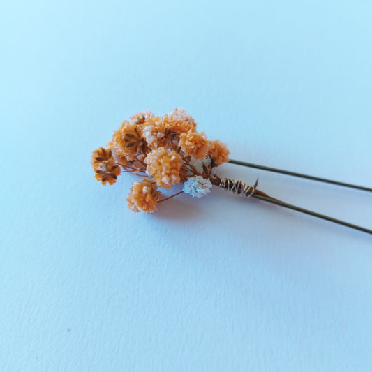 "Terre d'Amour"Trois piques à Chignon fleurs séchées mariage – Élégance Terracotta & Nature 🌿