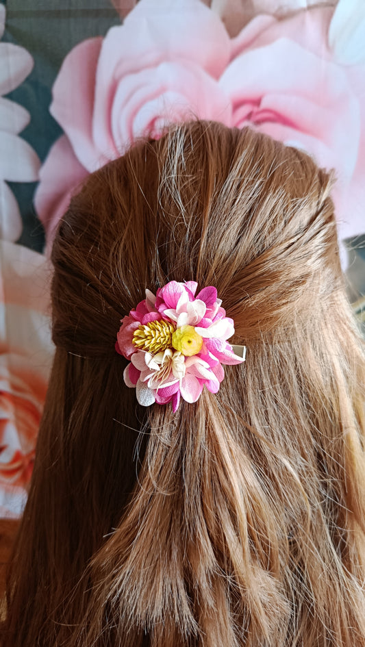 Les Croco-Fleurs barette fleurie ronde