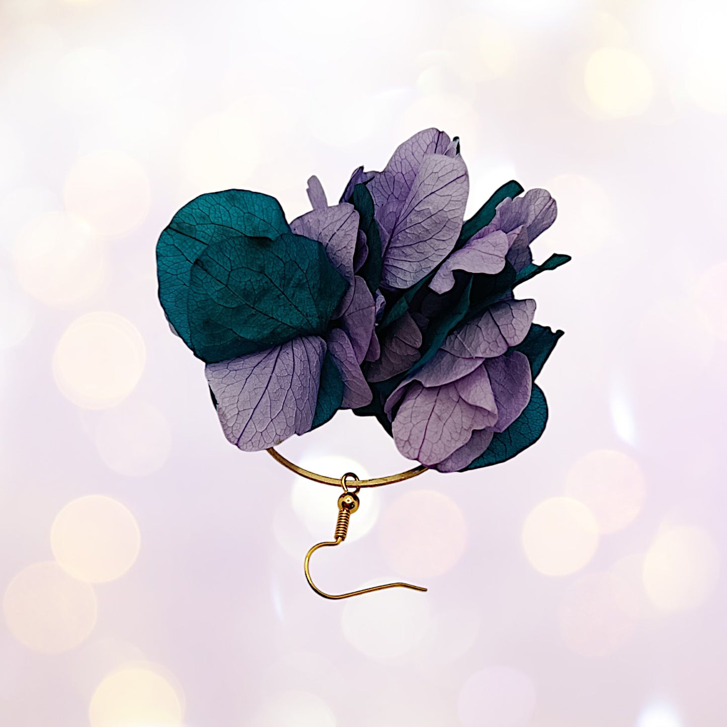 Boucles d'oreilles fleurs séchées mariage Voluptueuse bleu/violet