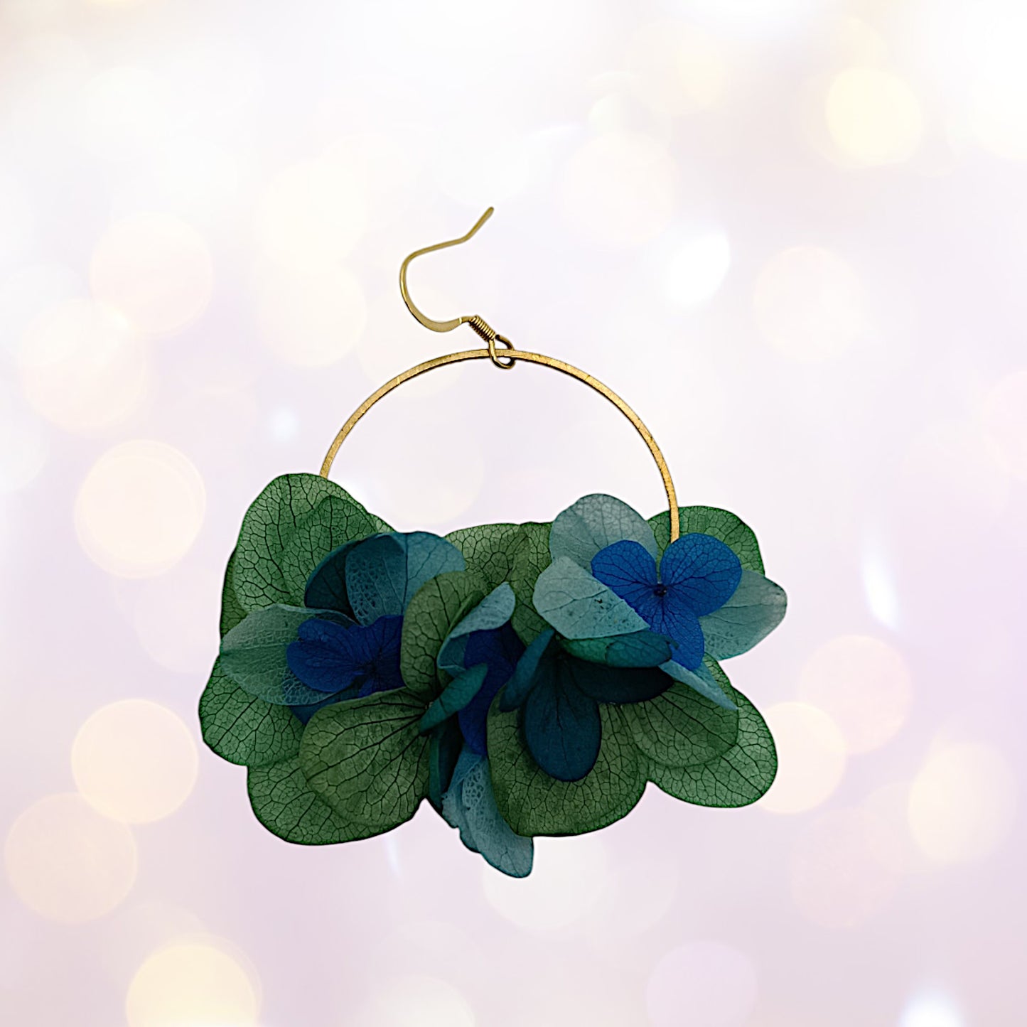 Boucles d'oreilles fleurs séchées mariage Voluptueuse bleu