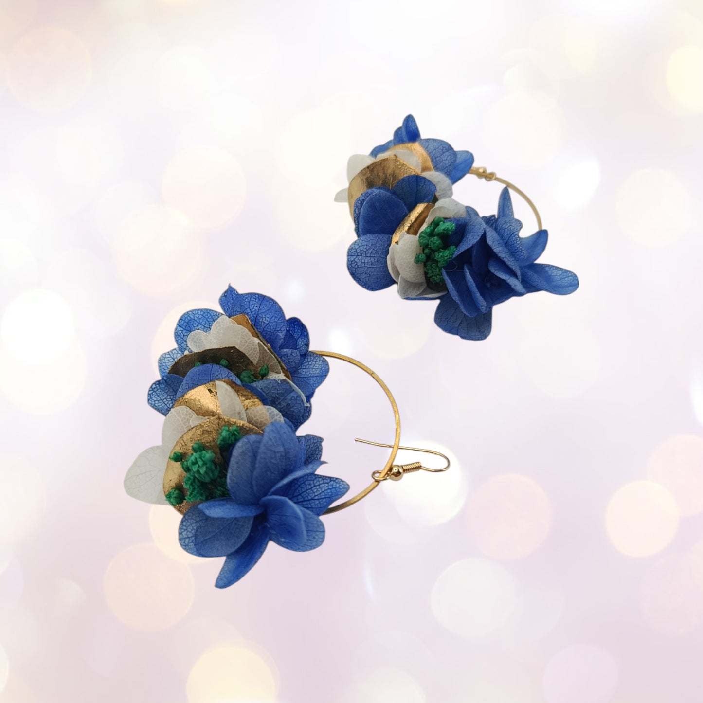 Boucles d'oreilles fleurs séchées mariage Grèce