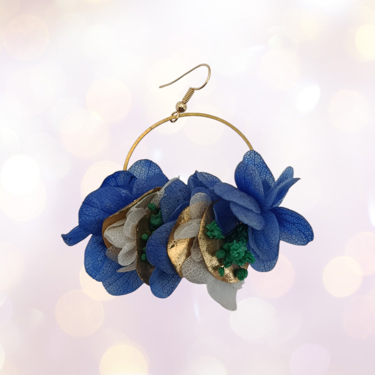 Boucles d'oreilles fleurs séchées mariage Grèce