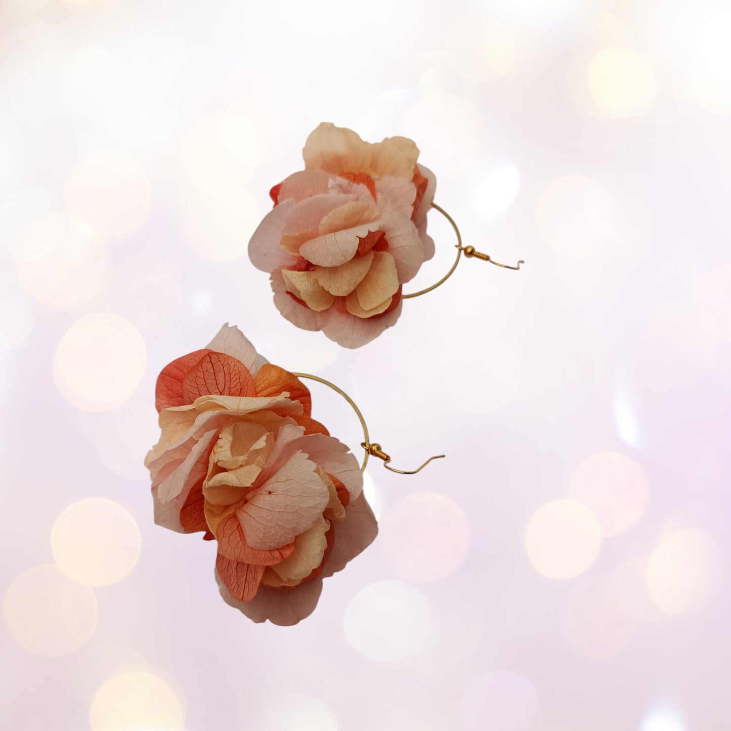 Boucles d'oreilles fleurs séchées mariage Voluptueuse rose