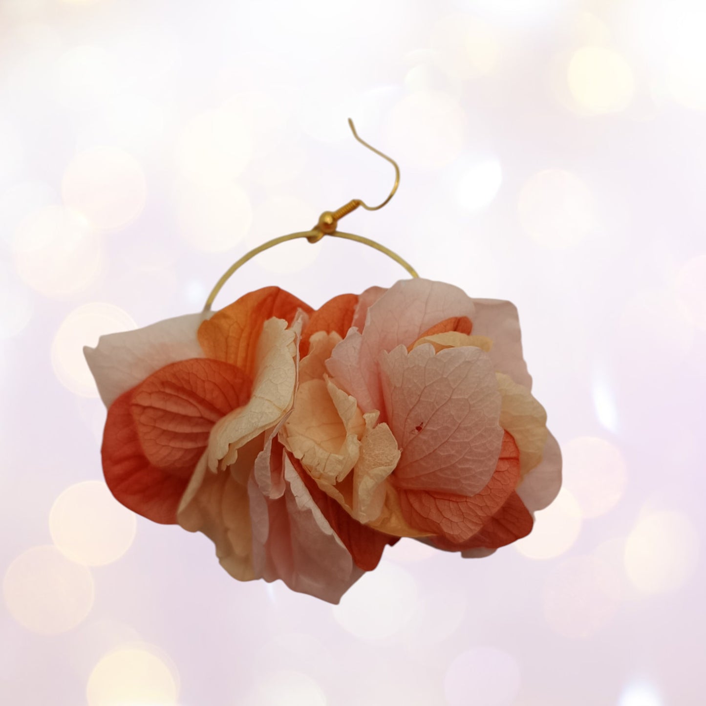 Boucles d'oreilles fleurs séchées mariage Voluptueuse rose