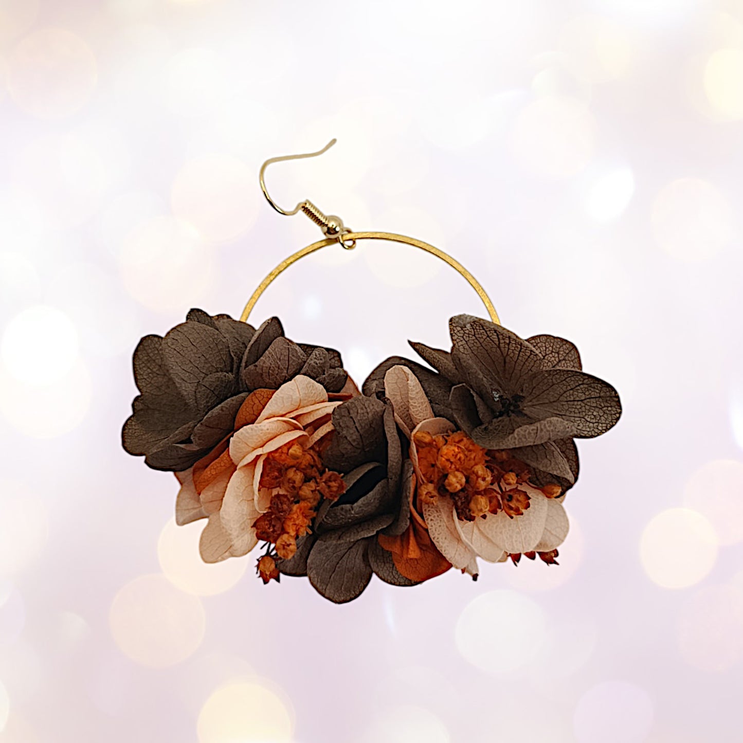 Boucles d'oreilles fleurs séchées mariage Maroc