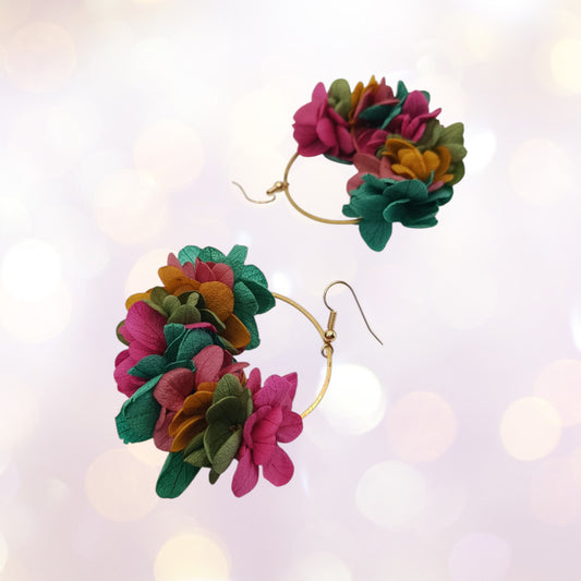 Boucles d'oreilles fleurs séchées mariage mélange coloré