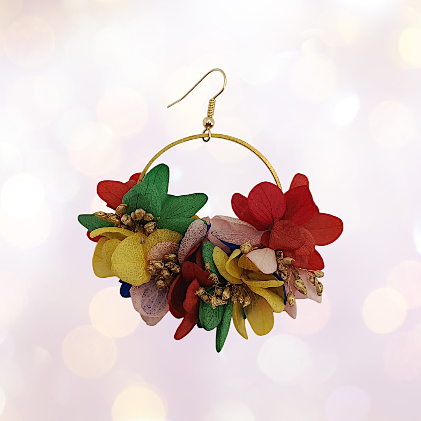 Boucles d'oreilles fleurs séchées mariage Russie