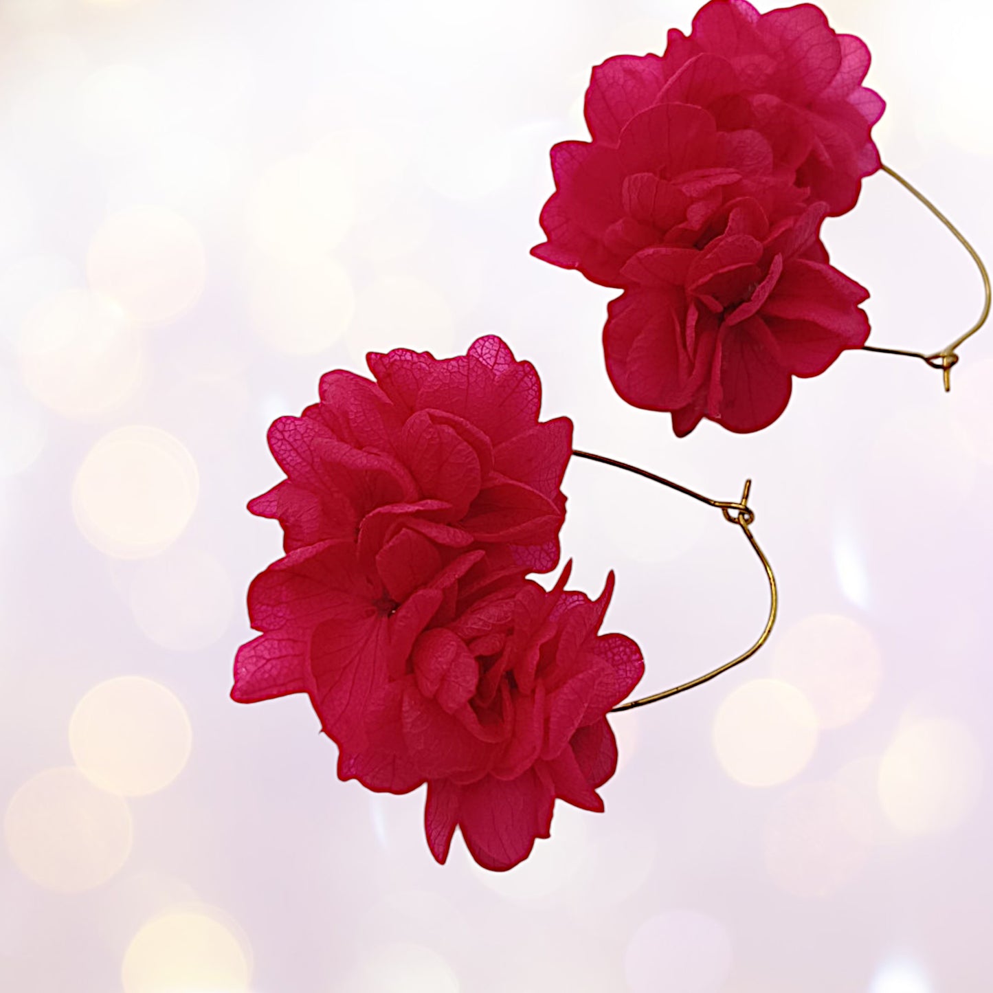 Boucles d'oreilles dormeuse fleurs séchées mariage Fushia