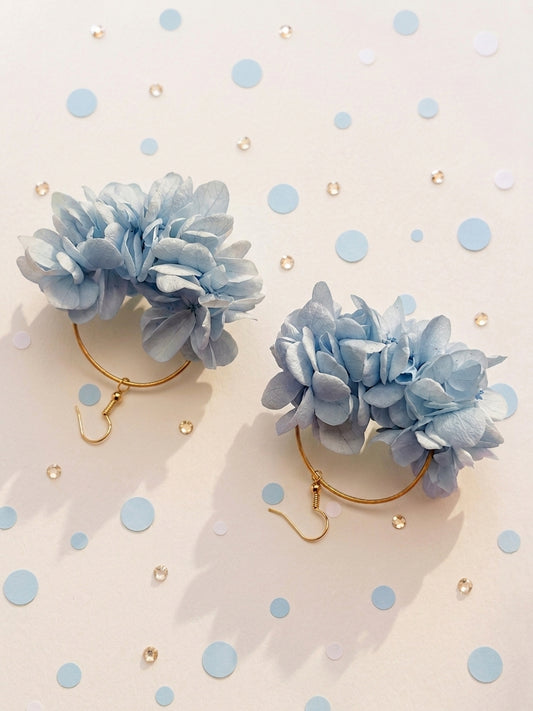 Coffret Mariés « Azur » — Peigne, Créoles et Boutonnière en Fleurs Séchées