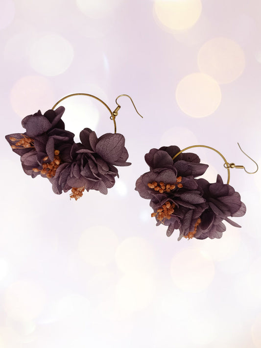 Créoles composition florale Violet et rose