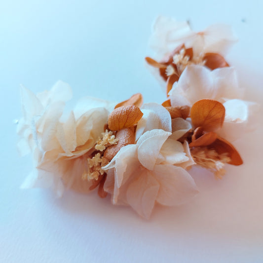 "Terre d'Amour"Grande Barrette fleurs séchées mariage – Élégance Terracotta & Nature 🌿