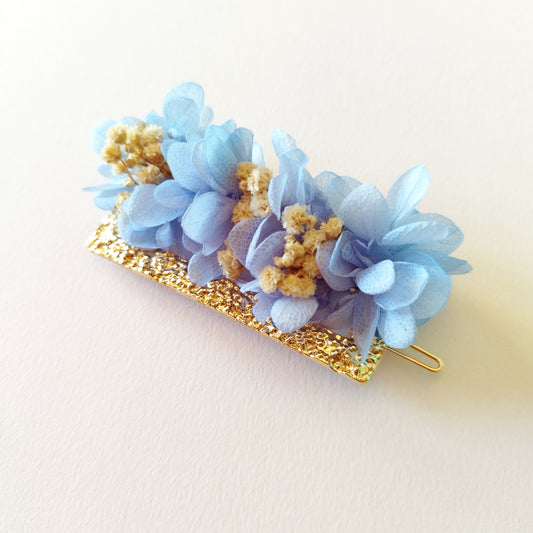 "L'Azur d'un Jour"Barrette Élégante fleurs séchées mariage – Bleu