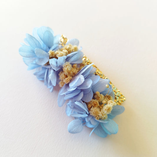 "L'Azur d'un Jour"Barrette Élégante fleurs séchées mariage – Bleu