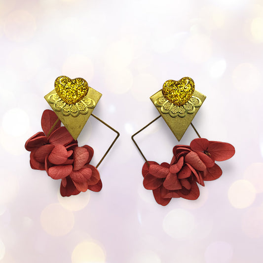 Boucles d'oreilles modulables rouge et doré