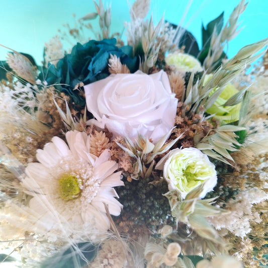 "Éveil Bohème" 🌿 Bouquet de Mariée fleurs séchées mariage– Harmonie de Blanc et Vert Naturel 🤍