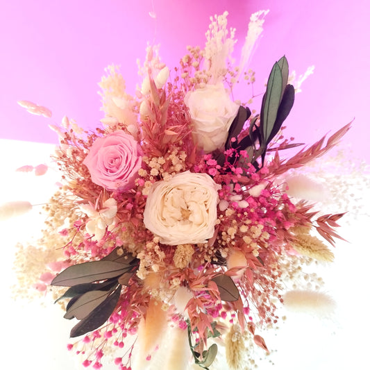 "Rosée de Tendresse"Bouquet de Mariée fleurs séchées mariage –Rose & Blanc 🌸