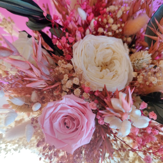 "Rosée de Tendresse"Bouquet de Mariée fleurs séchées mariage –Rose & Blanc 🌸