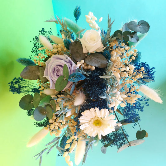"L'Azur d'un Jour"Bouquet de Mariée fleurs séchées mariage – Élégance Florale en Bleu 🌿