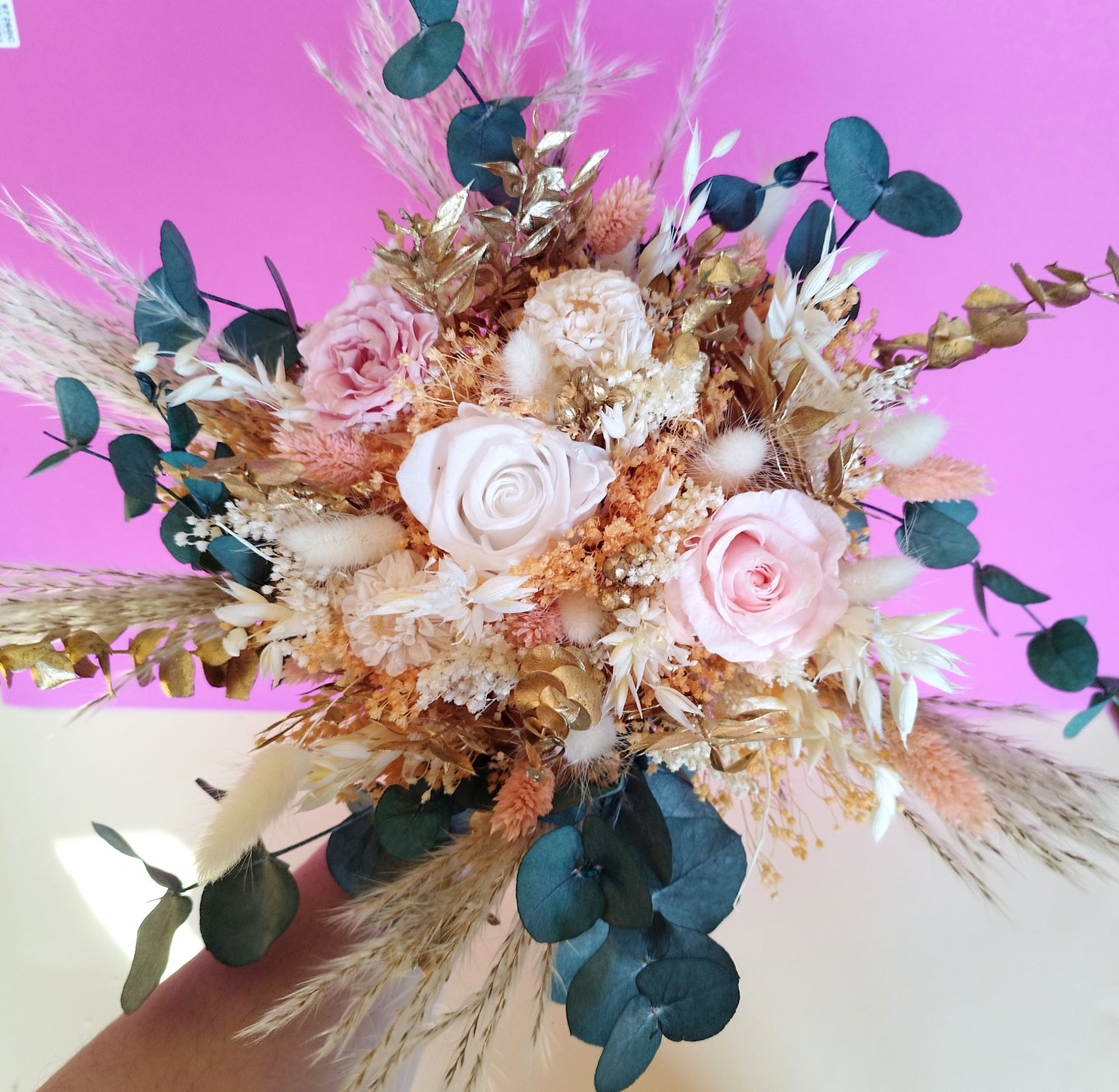 "Élégance" Bouquet de Mariée fleurs séchées mariage– Rose & Doré 🌸