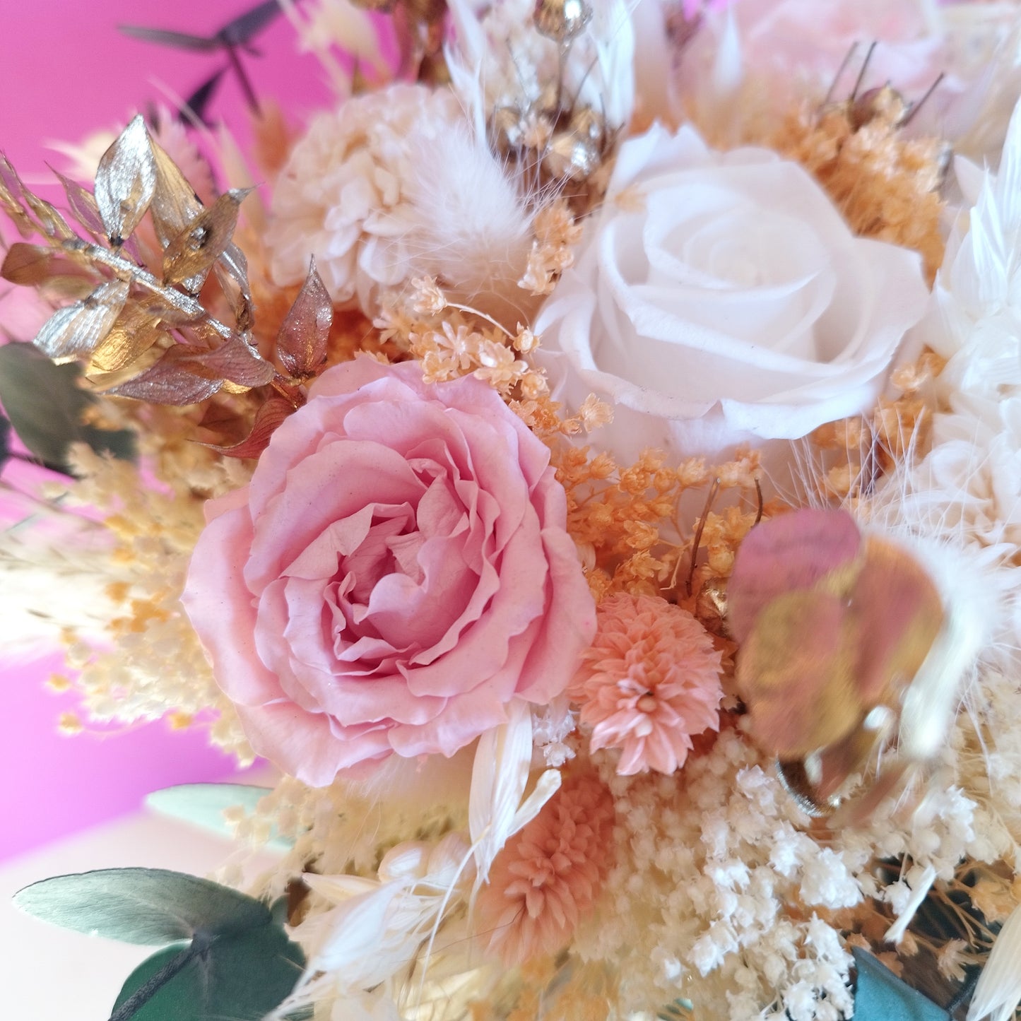 "Élégance" Bouquet de Mariée fleurs séchées mariage– Rose & Doré 🌸