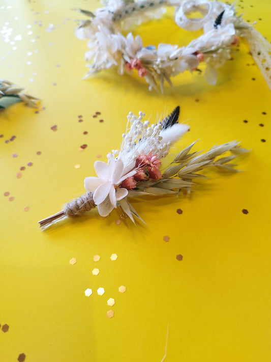 "Maelyn"Boutonnière mini bouquet aimanté fleurs séchées mariage – Fleurs Séchées aux Couleurs Naturelles 🌸