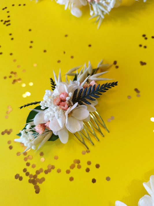 "Maelynn" Peigne de Mariée fleurs séchées mariage– Fleurs Séchées aux Couleurs Naturelles 🌸
