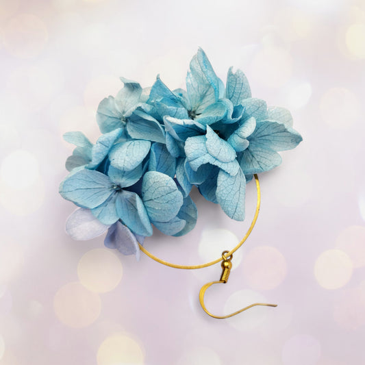 Fleurs sans chichi 🌸Boucles oreilles fleurs séchées_ bleu ciel