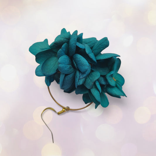 Fleurs sans chichi 🌸Boucles oreilles fleurs séchées_ bleu canard