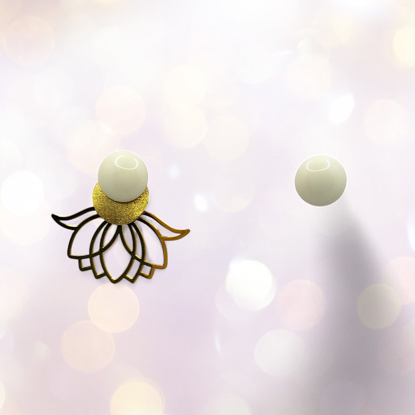 Boucles d'oreilles modulables hortensia blanc