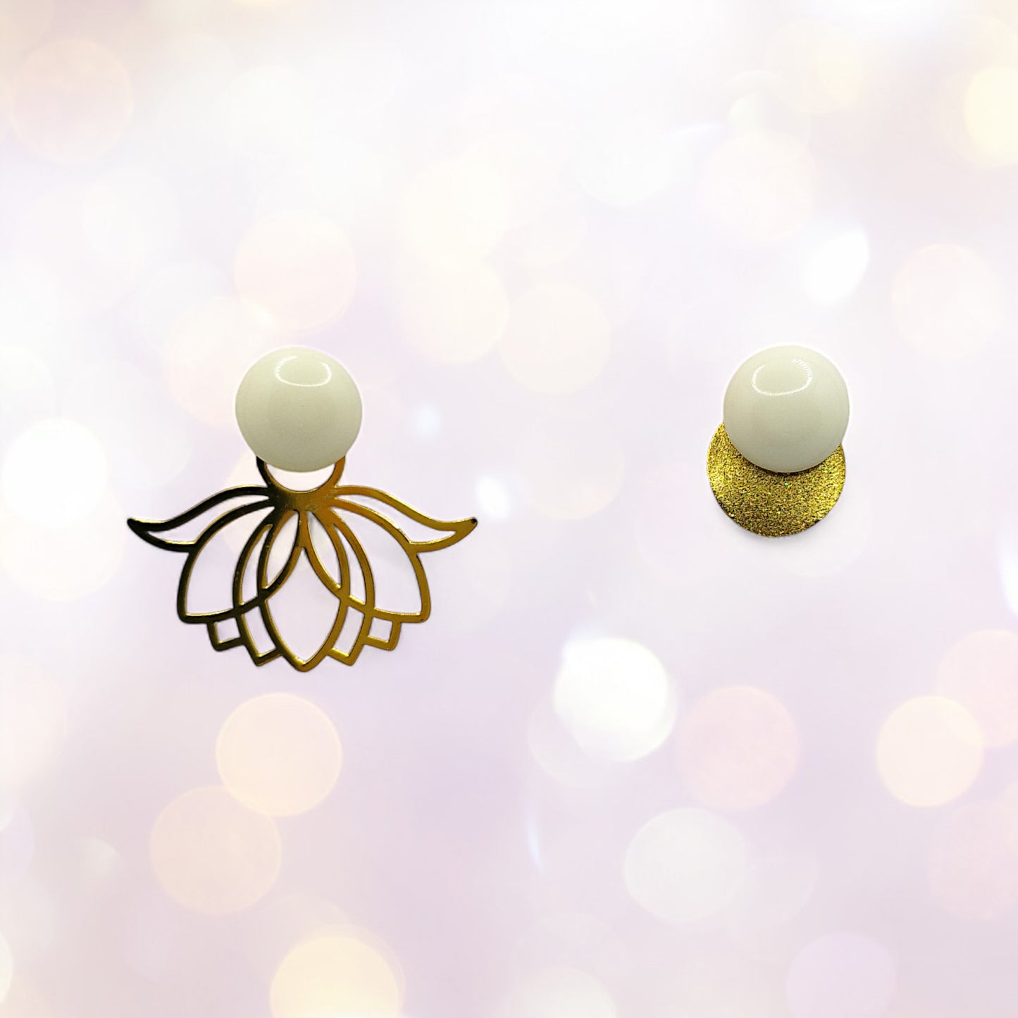 Boucles d'oreilles modulables hortensia blanc