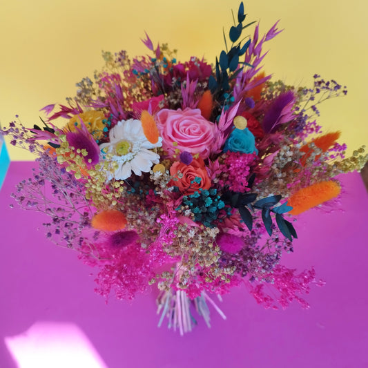 Harmonie Fuchsia" Bouquet de Mariée fleurs séchées mariage– Explosion de Couleurs Naturelles 🌸