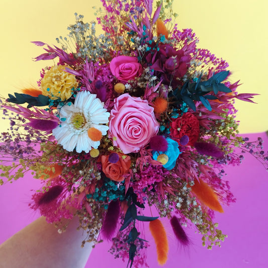 Harmonie Fuchsia" Bouquet de Mariée fleurs séchées mariage– Explosion de Couleurs Naturelles 🌸