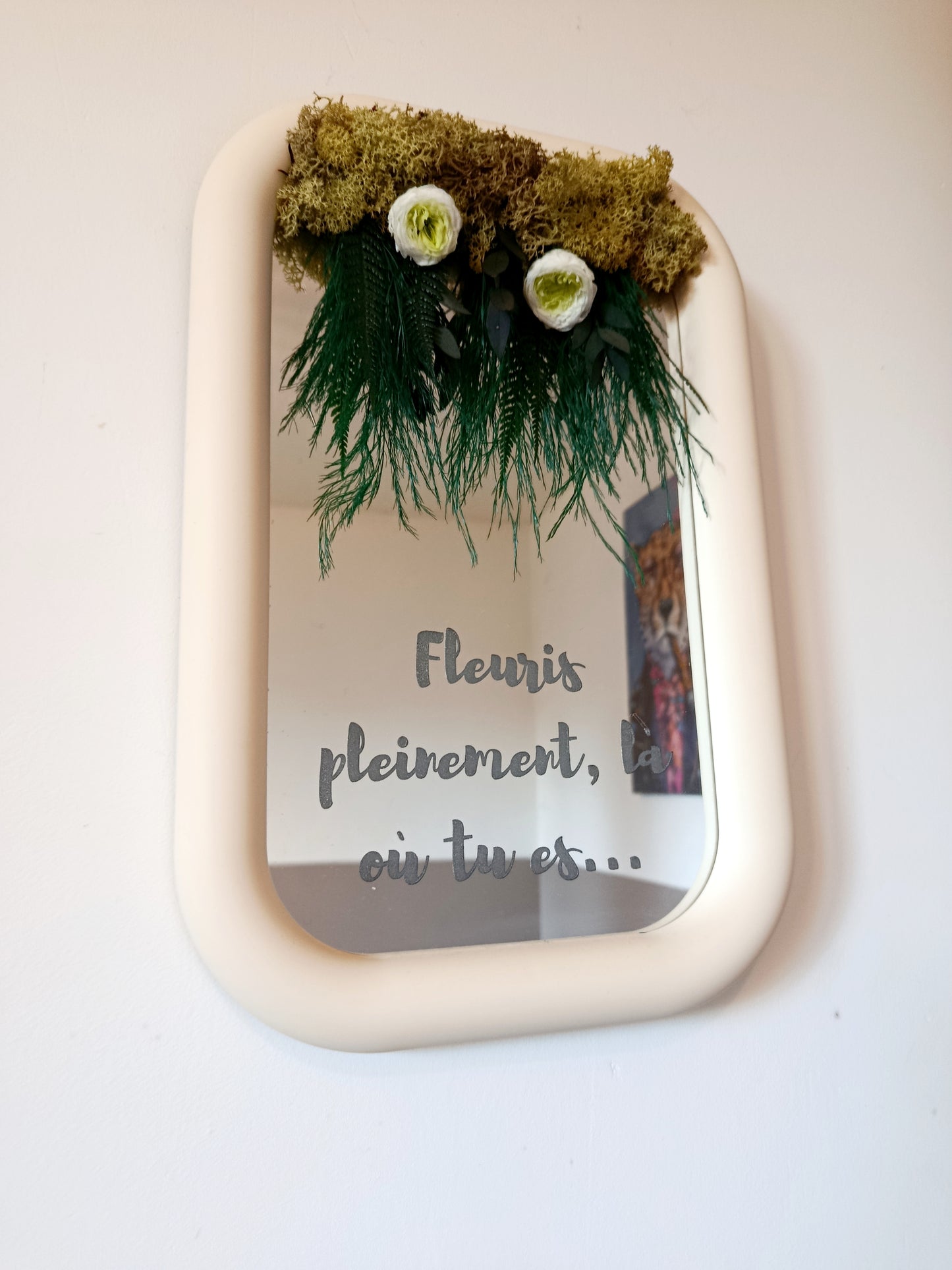 Grand miroir "Fleuris, pleinement, là ou tu es..."